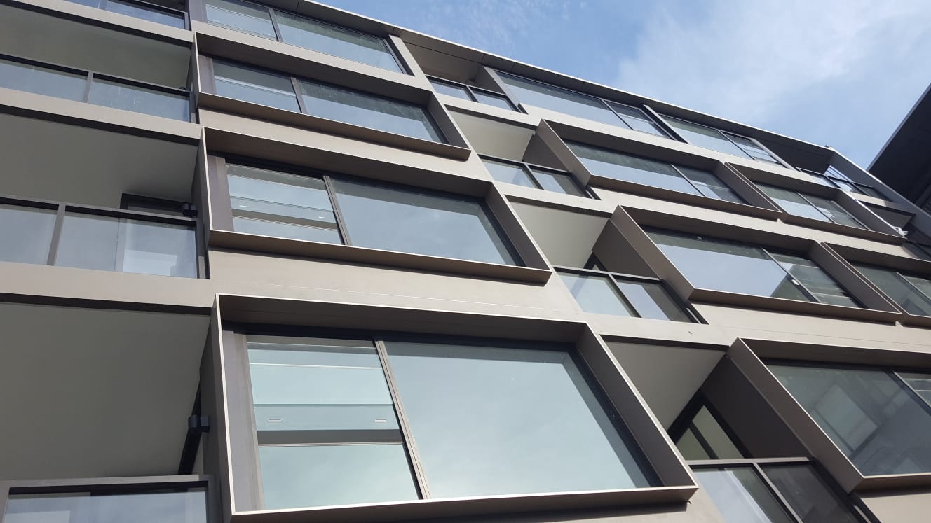 Front view of finished glass installation